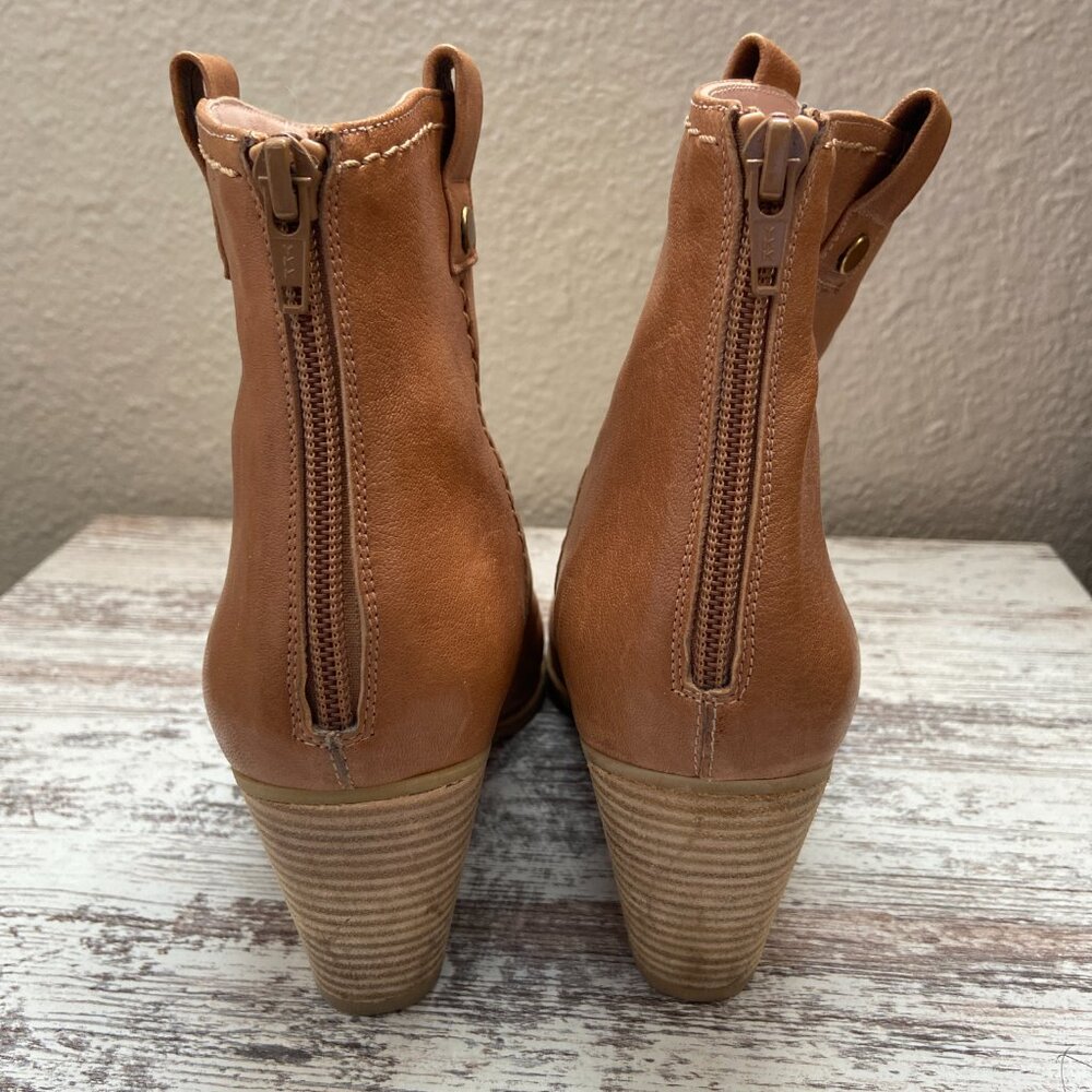 Stuart Weitzman Tan Block Heel Ankle Boot Studded… - image 5